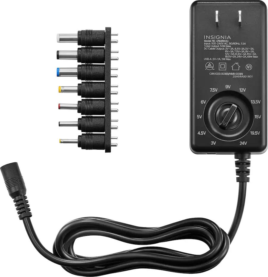 Insignia™ 53W Universal AC Power Adapter for Devices with Round Pin ...