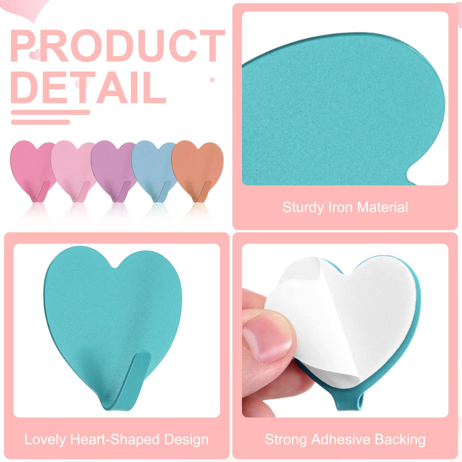 PRODUCT DETAIL

- Sturdy Iron Material
- Lovely Heart-Shaped Design
- Strong Adhesive Backing
