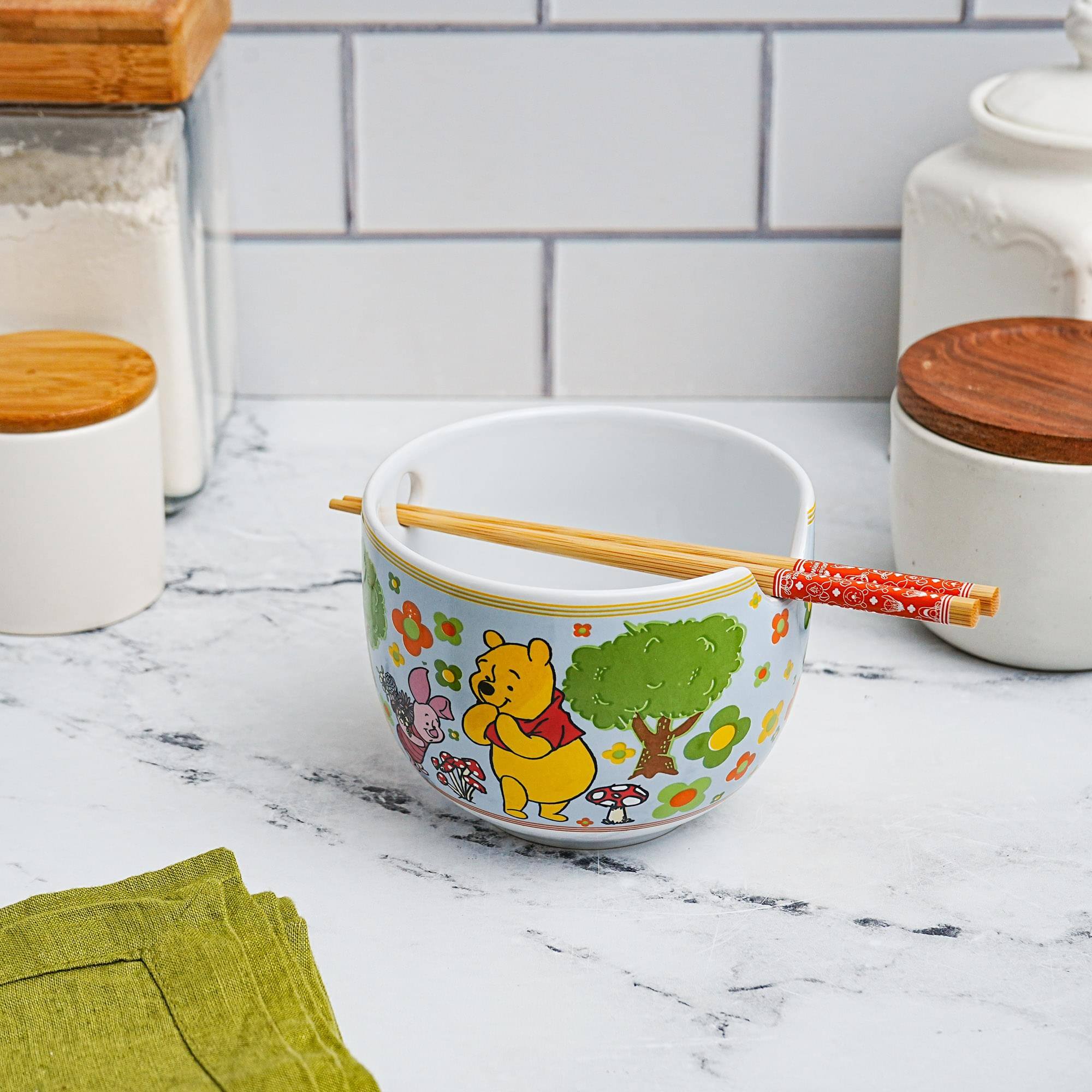 Alt View 3. Disney - Disney Winnie The Pooh Friends 20-Ounce Ceramic Ramen Bowl and Chopstick Set - White.