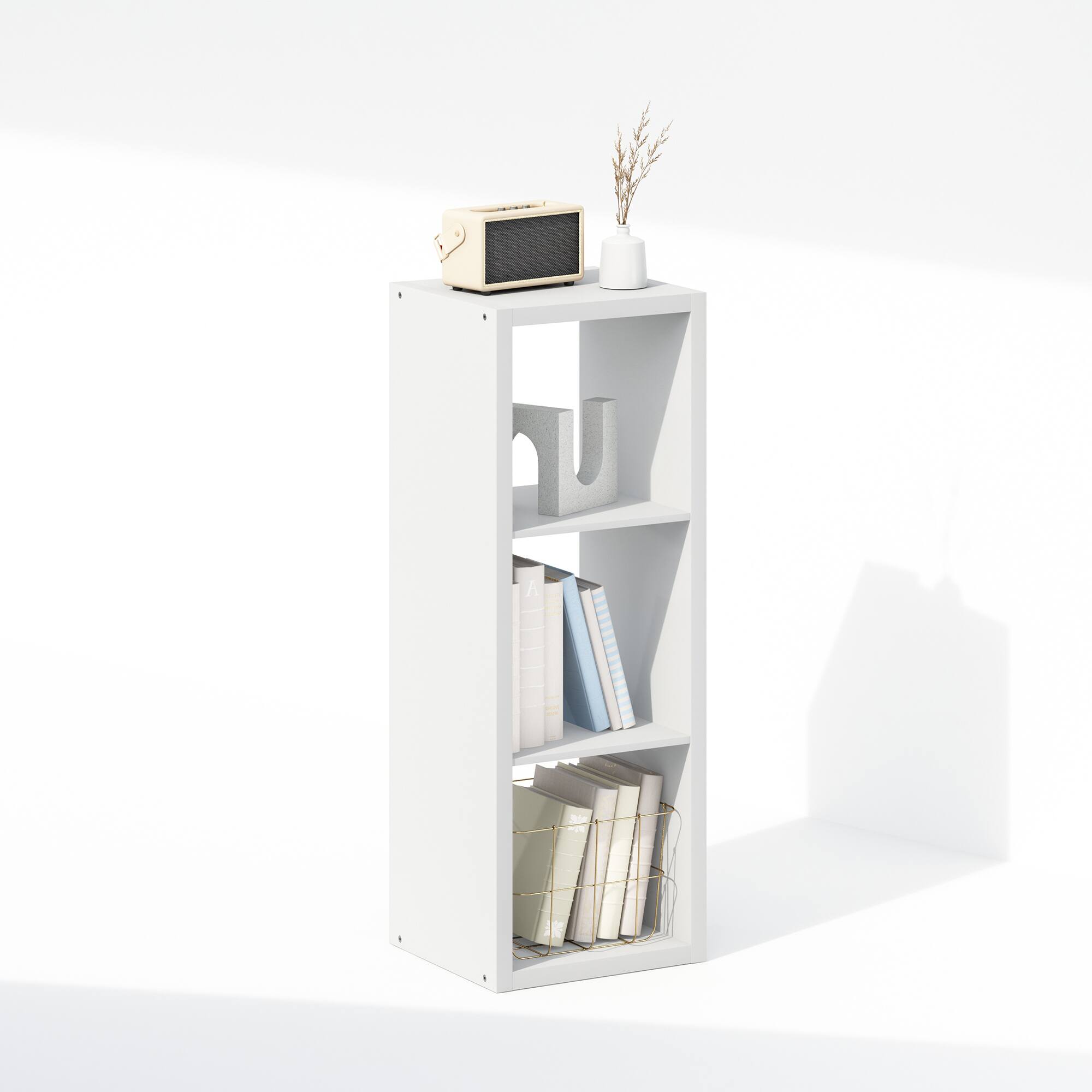 Alt View 3. Furinno - Cubic Open Back Multipurpose Clothing & Closet Storage Organizer Shelf, 3-Cube - White.