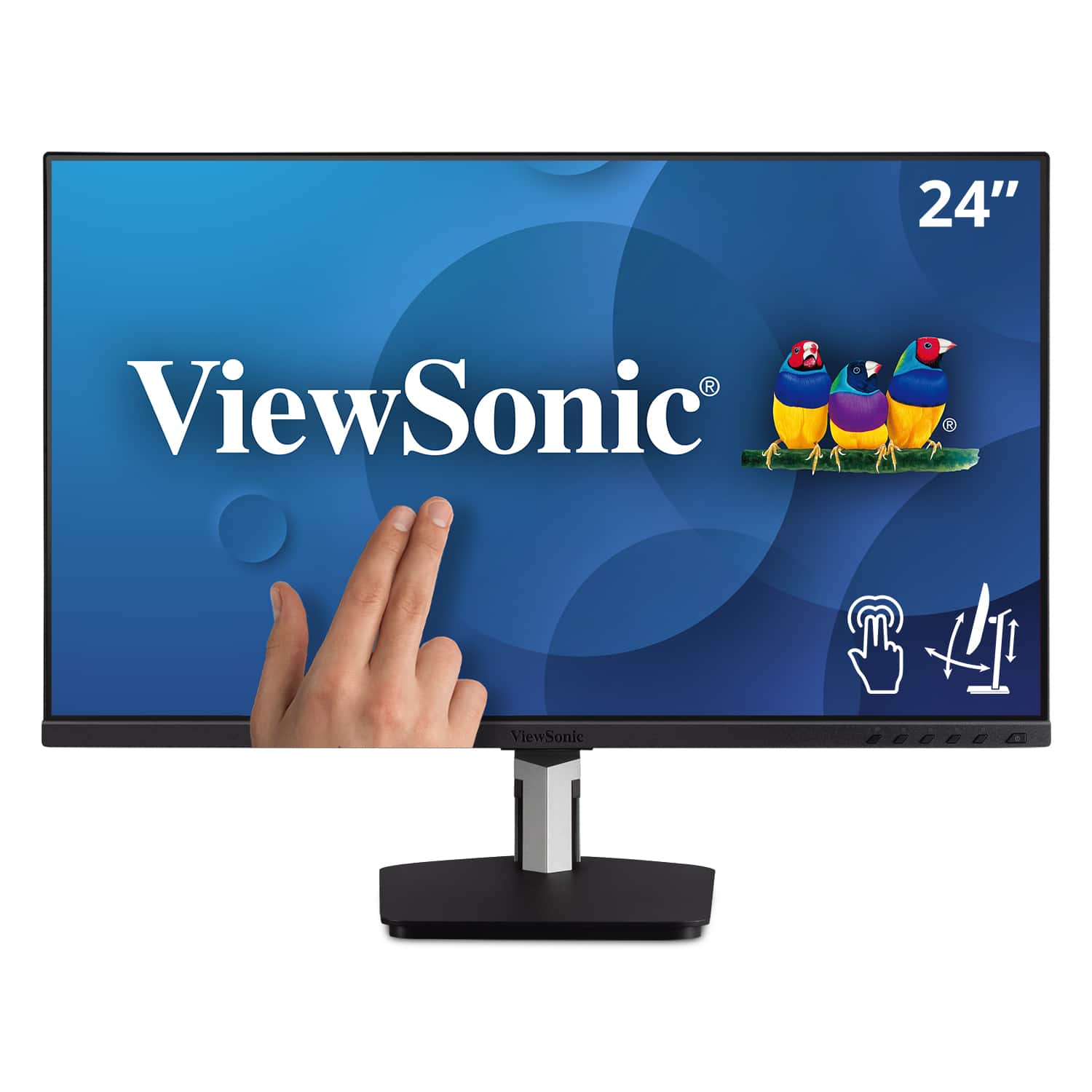 Front. ViewSonic - TD2455 24" IPS LED FHD Touch Screen Monitor (DisplayPort, HDMI, USB) - Black.