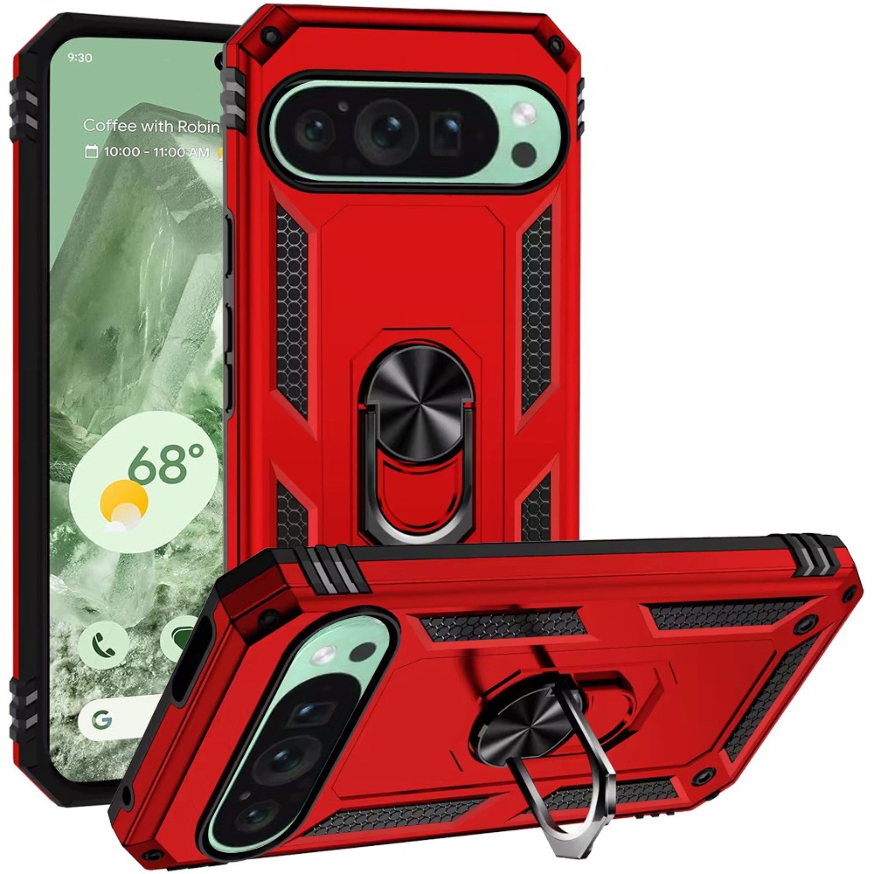 Kitcheniva - Magnetic Kickstand Shockproof Case With Tempered Glass For Google Pixel 9a - Red price history on PriceWatchPro