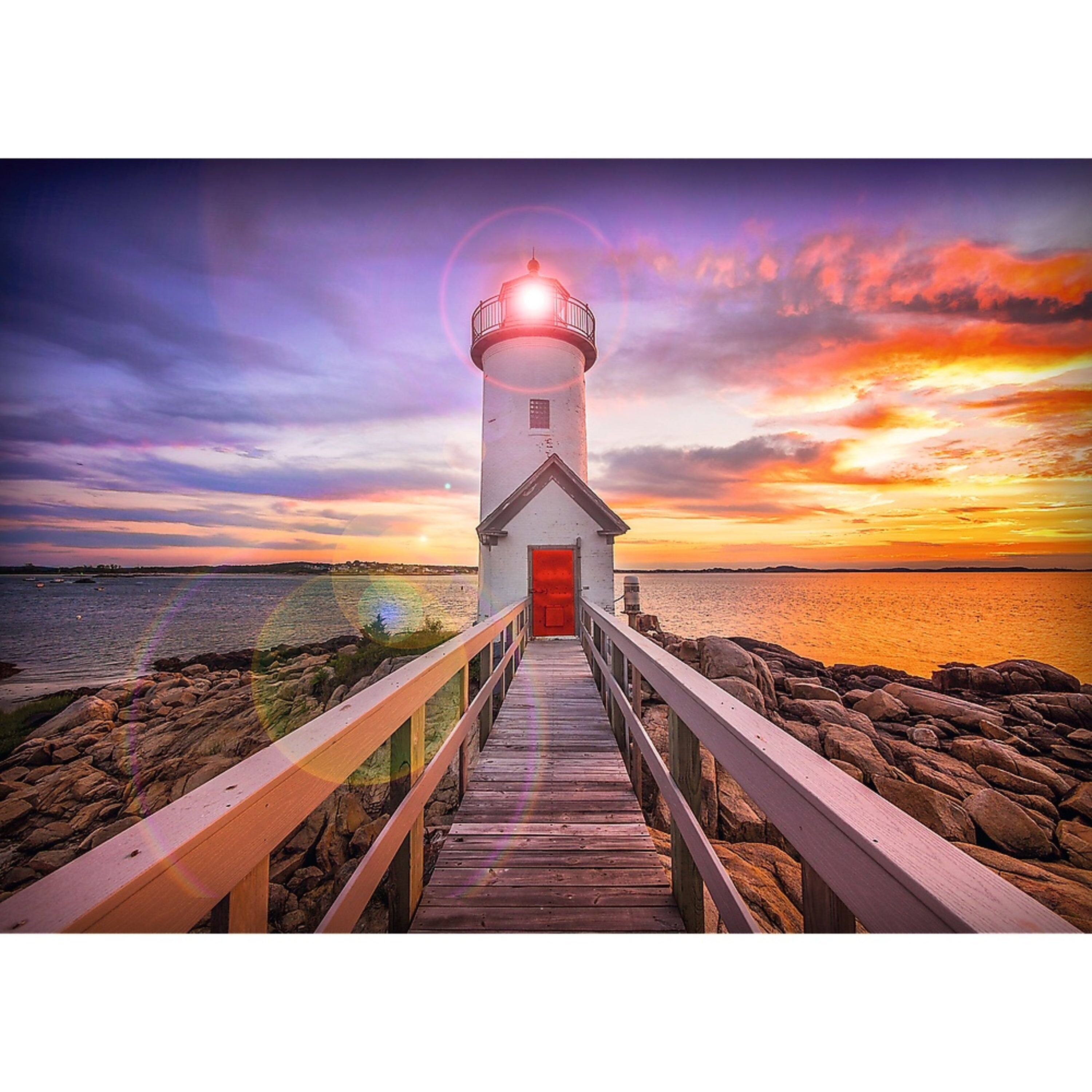 Alt View 1. Trefl - Trefl Red 1000 Piece Puzzle - Sunsets - New England Lighthouse.
