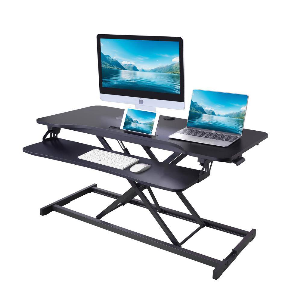 Angle. Rocelco - 43" Height Adjustable Standing Desk Converter - Black.