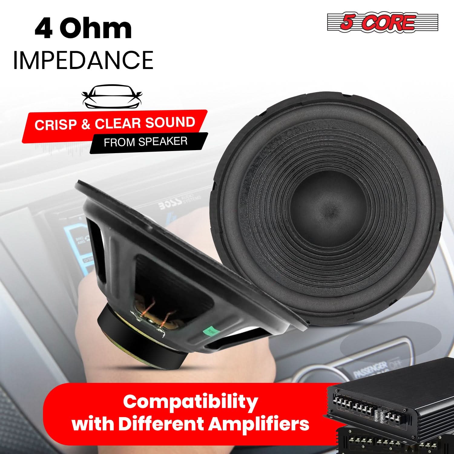 4 Ohm Impedance  
5 Core  
Crisp & Clear Sound from Speaker  
Compatibility with Different Amplifiers