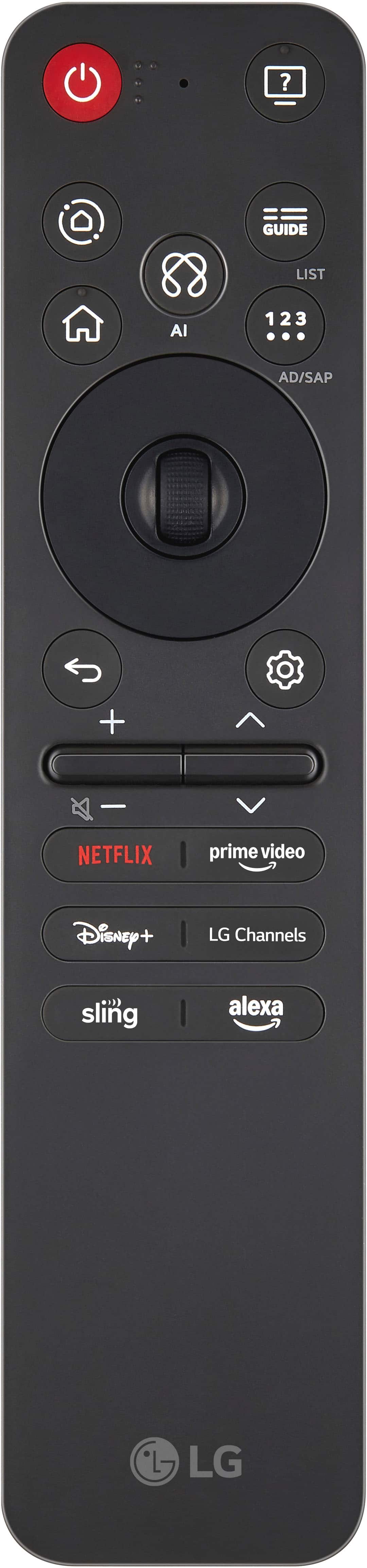 GUIDE LIST AI 1 2 3 AD/SAP + NETFLIX prime video Disney + LG Channels sling alexa LG