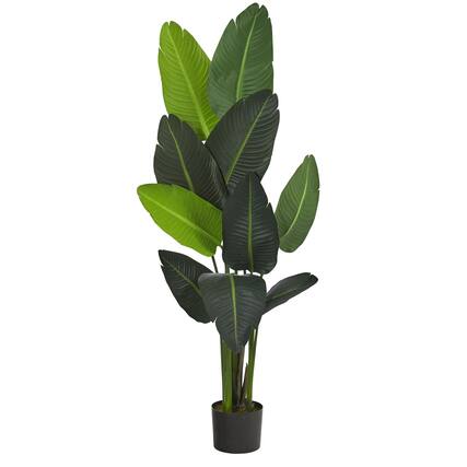 Front. BreeBe - 58" Traveler's Palm Artificial tree - Green.