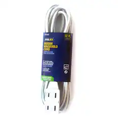 3504362
PROJEX
INDOOR HOUSEHOLD CORD
CORDÓN DE CASA PARA USO INTERIOR
12 ft.
3.65 m
For use with clocks, lamps, fans and other household appliances
3-outlets with safety slides
LIGHT DUTY
18 GAUGE/13 AMP
UL