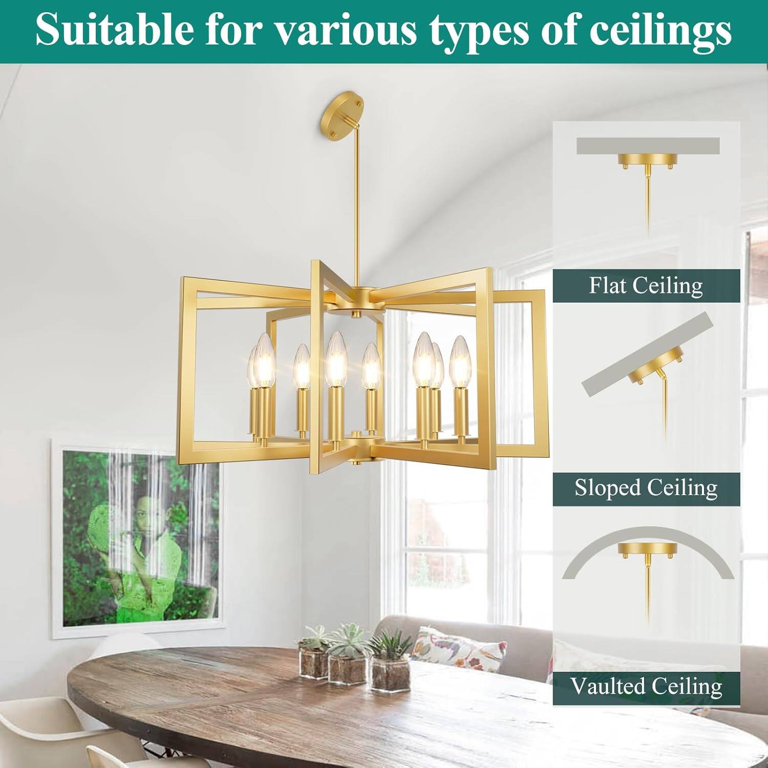 Suitable for various types of ceilings

- Flat Ceiling
- Sloped Ceiling
- Vaulted Ceiling