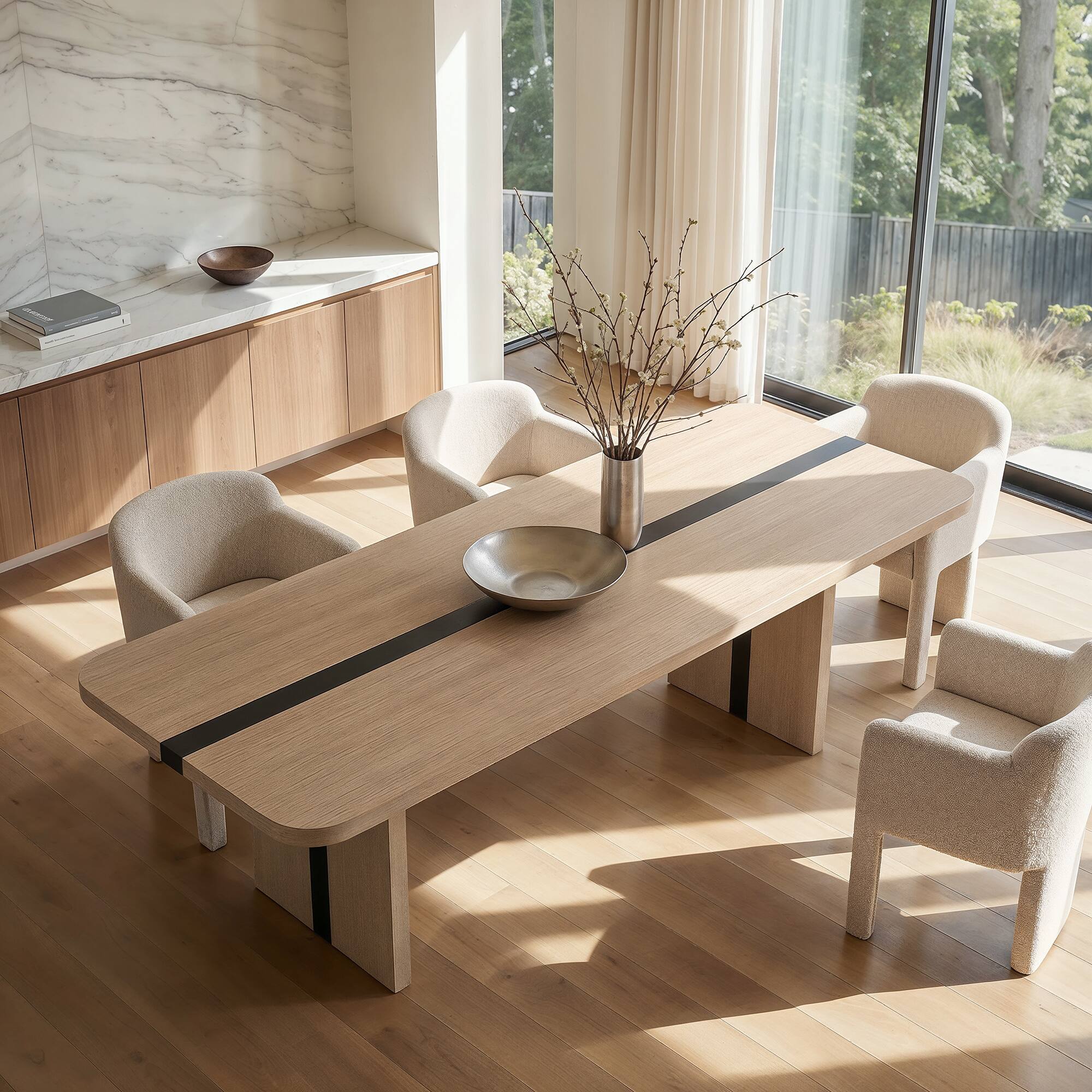 Alt View 1. Homsee - Wood Veneer Large Desk Table 86.6", Modern Dining Table for Home Office 8 Seat, Natural Finish for Dining & Working - Wooden.