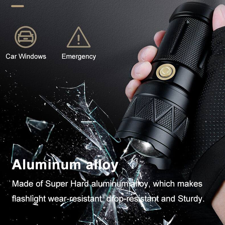 Car Windows Emergency

Aluminum alloy

Made of Super Hard aluminum alloy, which makes flashlight wear-resistant, drop-resistant and Sturdy.