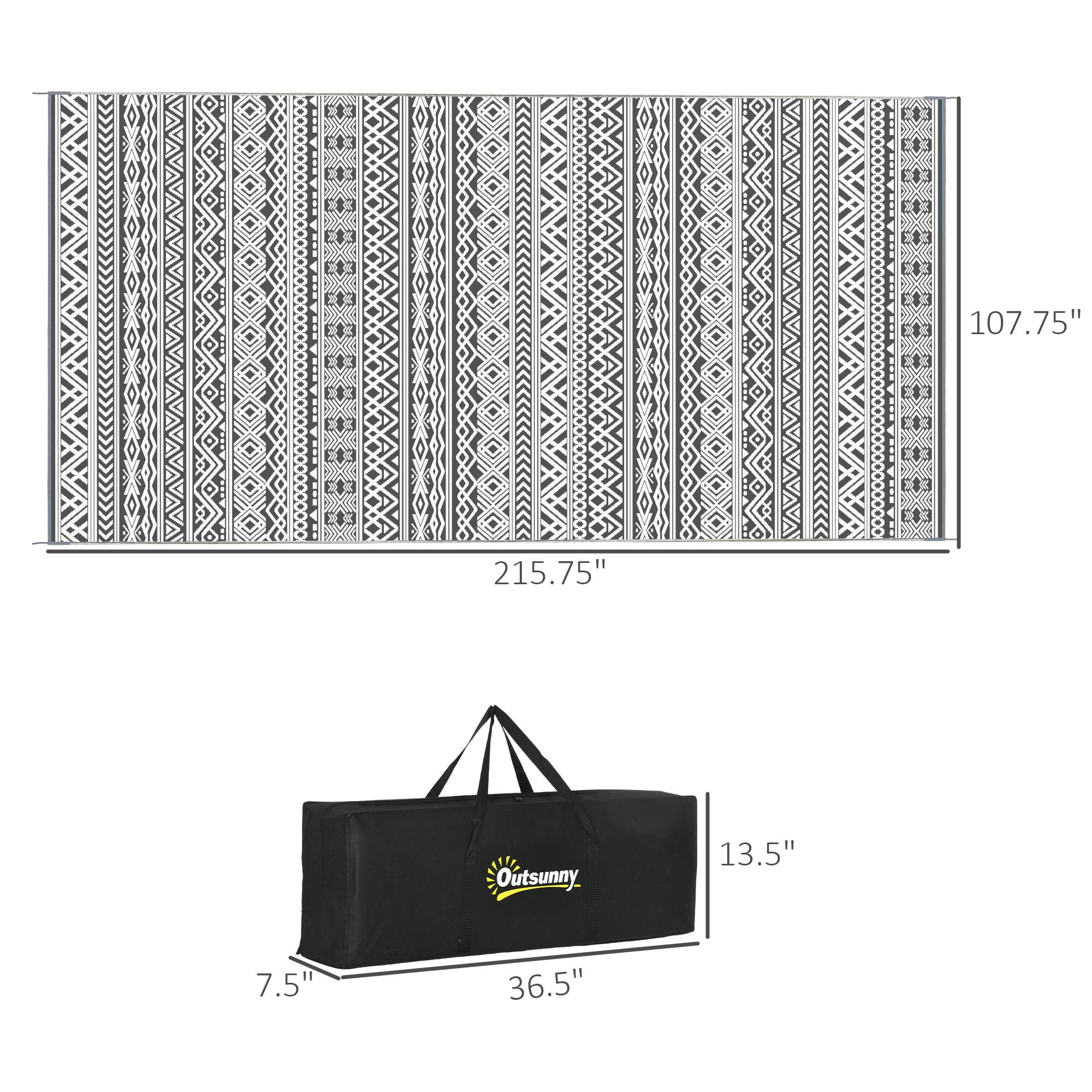 107.75" x 215.75"  
Outsunny  
13.5" x 7.5" x 36.5"
