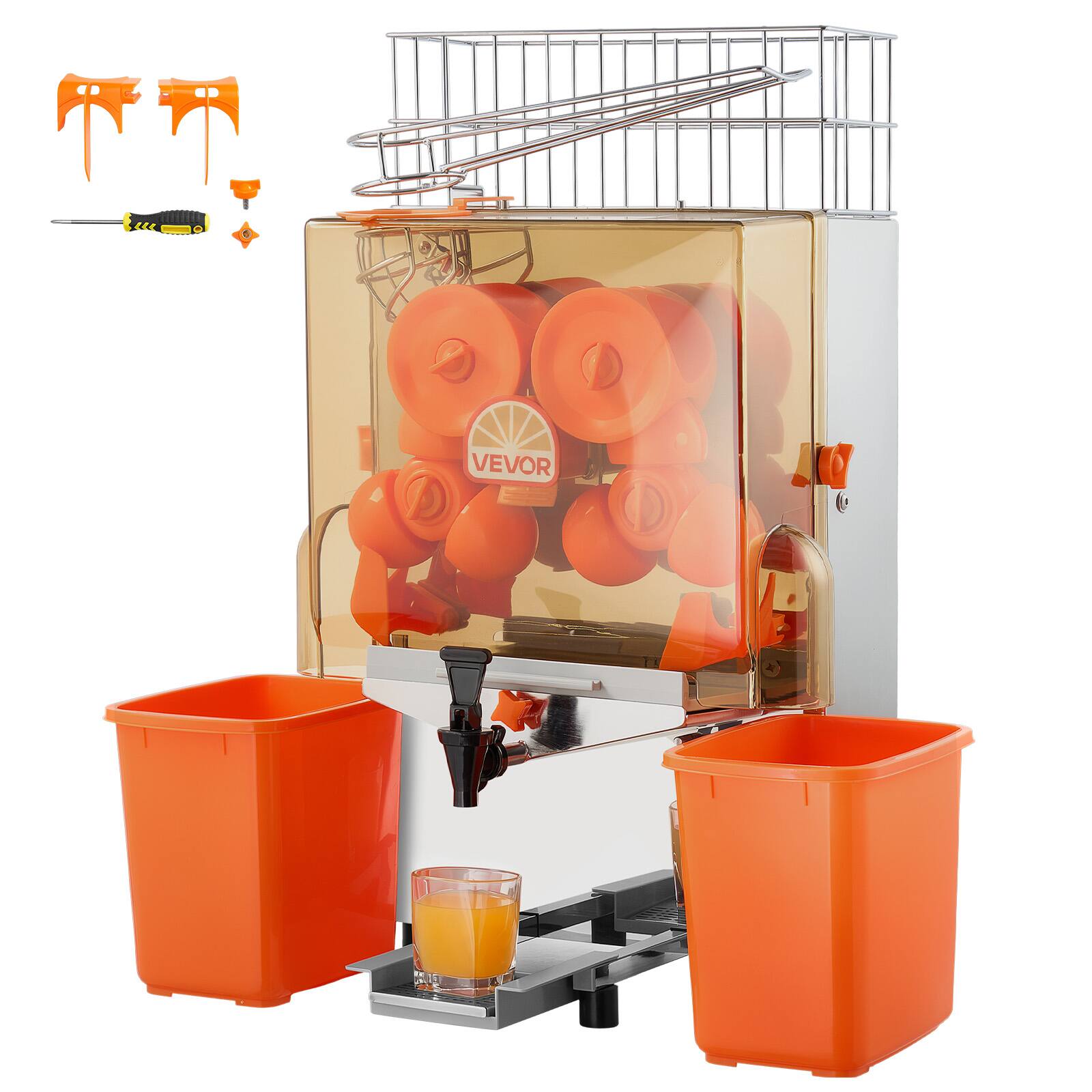 Alt View 5. VEVOR - Commercial Orange Juicer Machine, 120W Electric Orange Juice Press, Stainless Steel Orange Squeezer for 20 per Minute - Orange;Silver.
