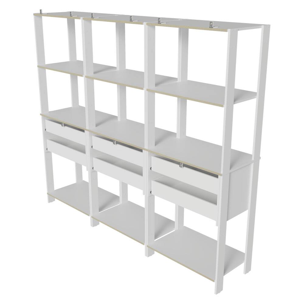 Alt View 5. Madesa - Madesa Kitchen Pantry Storage Rack with 6 Drawers and Open Shelves 82"L Multiuse Modular Cabinet - White - White.