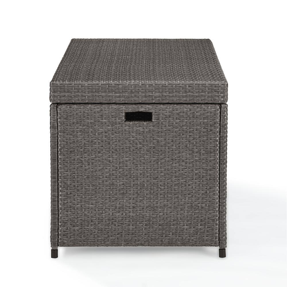 Angle. Crosley Furniture - Palm Harbor Wicker Outdoor Storage Box - Weathered Gray.