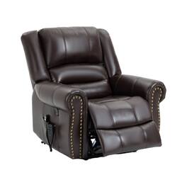 Boyel Living - Power Lift Recliner Chair with Heat, Massage, Dual Motor, Infinite Positions, Faux Leather, USB, 350 LBS Capacity - Brown