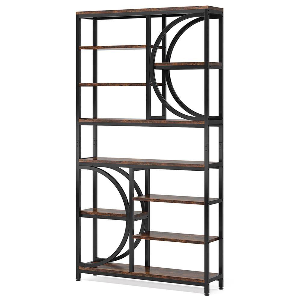 Angle. Kadyn - Kadyn Bookshelf, Storage Shelf, Bookcase,77" Bookshelf, Industrial 8-Tier Etagere Bookcase Open Display Shelves - Brown.