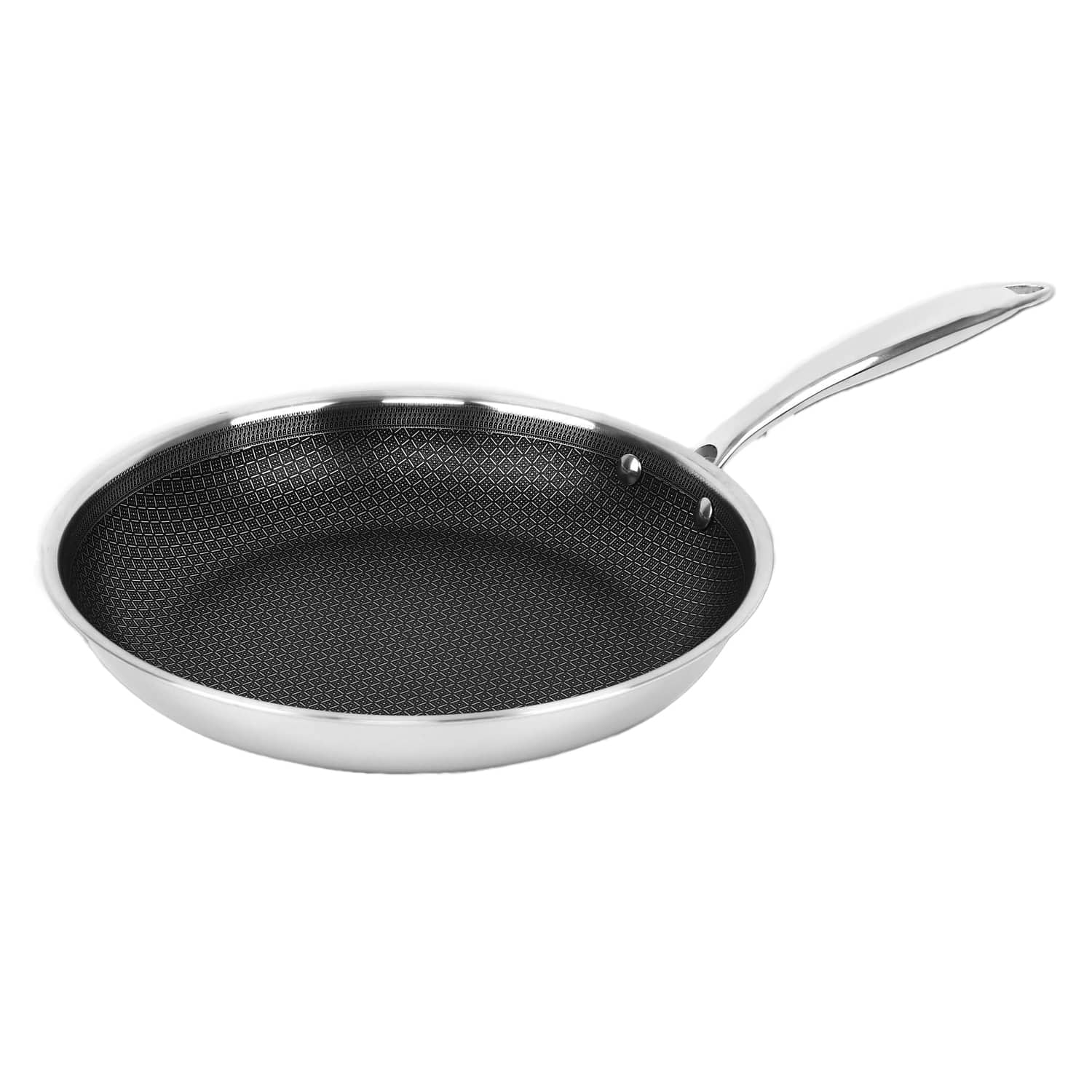 Brentwood - B-fh28 3-ply Hybrid Non-stick Stainless Steel Induction-ready Frying Pan (11 In.) - Silver