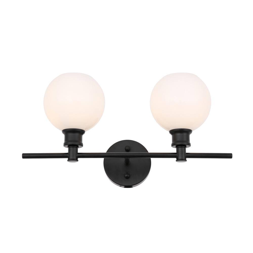 Alt View 8. Living District - Collier 2 light Black and Frosted white glass Wall sconce - Black And Frosted White Glass.