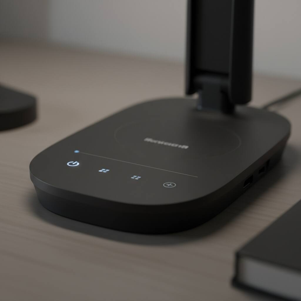 Back. Dazzed Corner - LED Desk Lamp, Foldable, USB A+C, 4 Color Modes - Black.