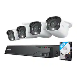 Reolink - 8-Channel, 4 - Bullet Camera Indoor/Outdoor 4K 8MP PoE 2TB Smart NVR Security Surveillance System - White