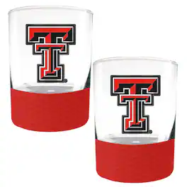 Great American Products - Texas Tech Raiders 2-Pack 14oz. Rocks Glass Set with Silcone Grip - Red