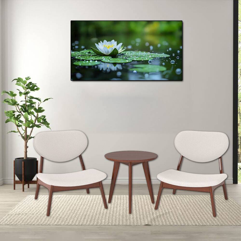 Front. Hivvago - Set of 2 Modern Accent Chairs with Matching Side Table and Solid Wood Frame - Beige.