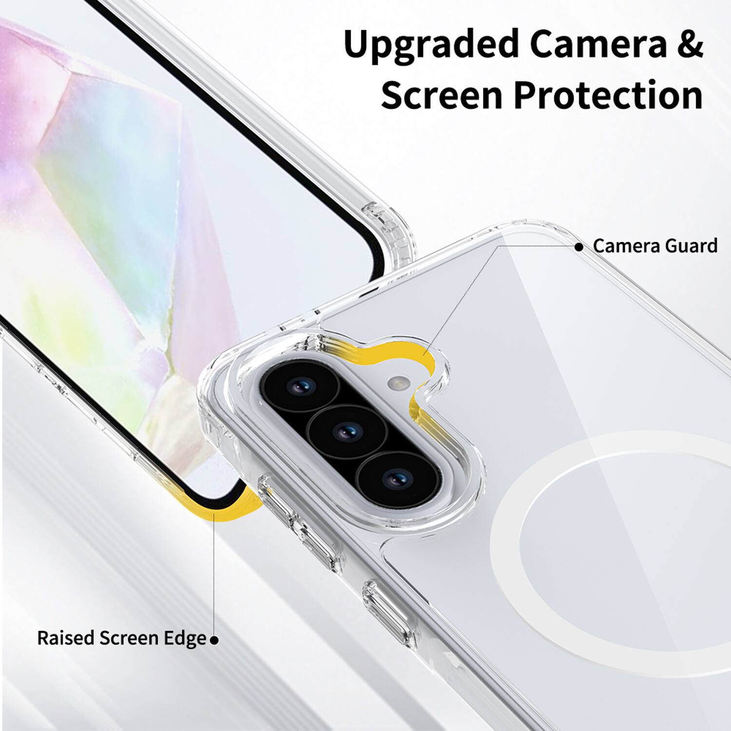 Upgraded Camera & Screen Protection

- Camera Guard
- Raised Screen Edge