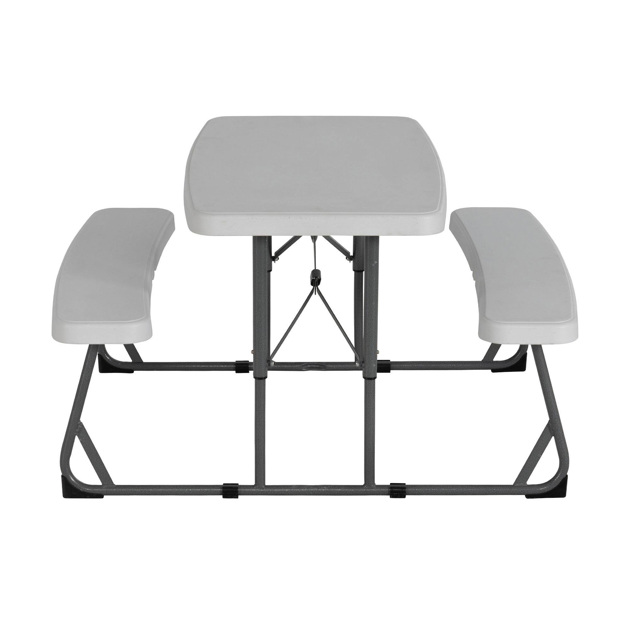 Alt View 4. Peakform - Peakform 37.8 Inch Rectangular Folding Picnic Table Double Bench Seating, White - White, Black.