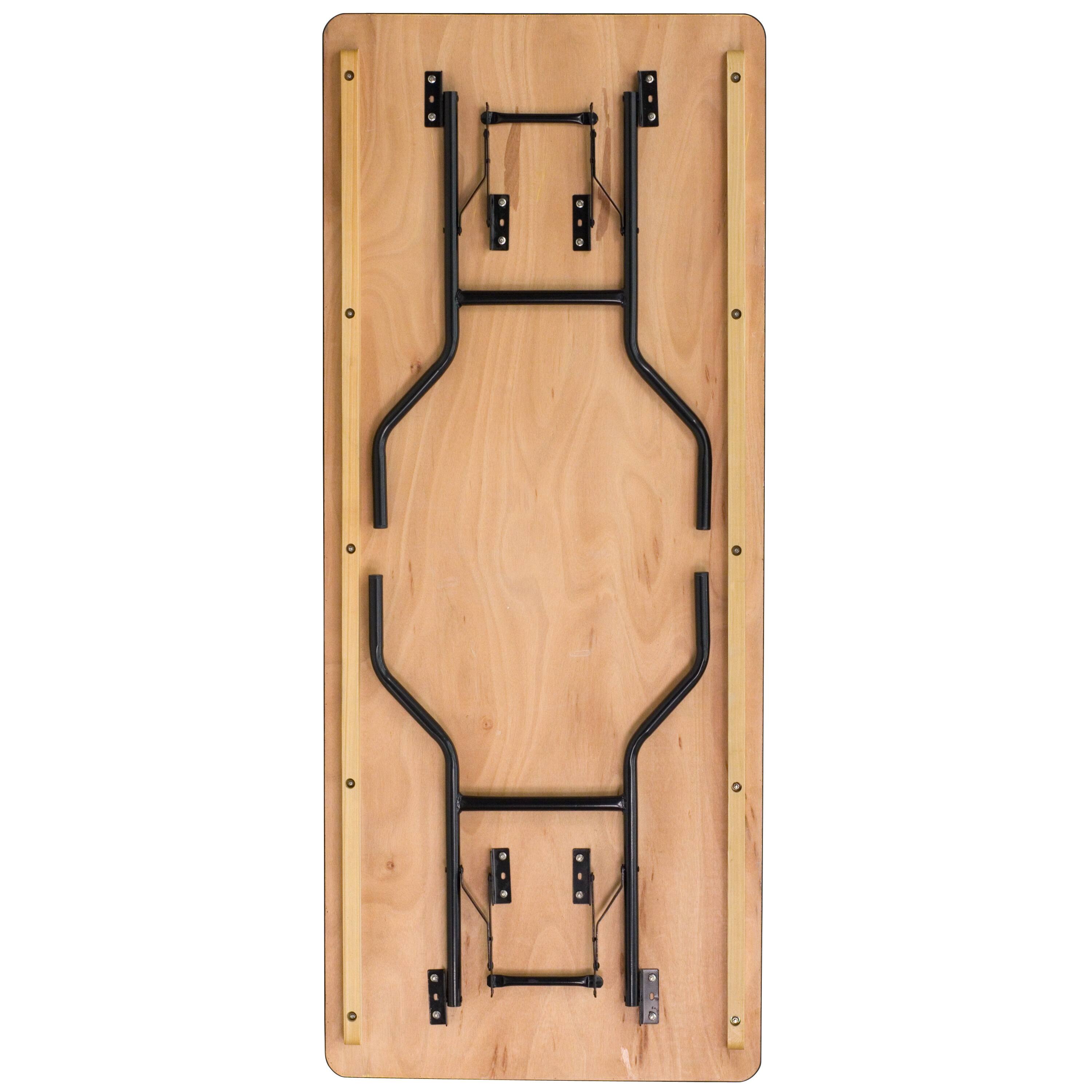 Alt View 7. Emma + Oliver - 6-Foot Rectangular Wood Folding Banquet Table with Clear Coated Finished Top - Natural.