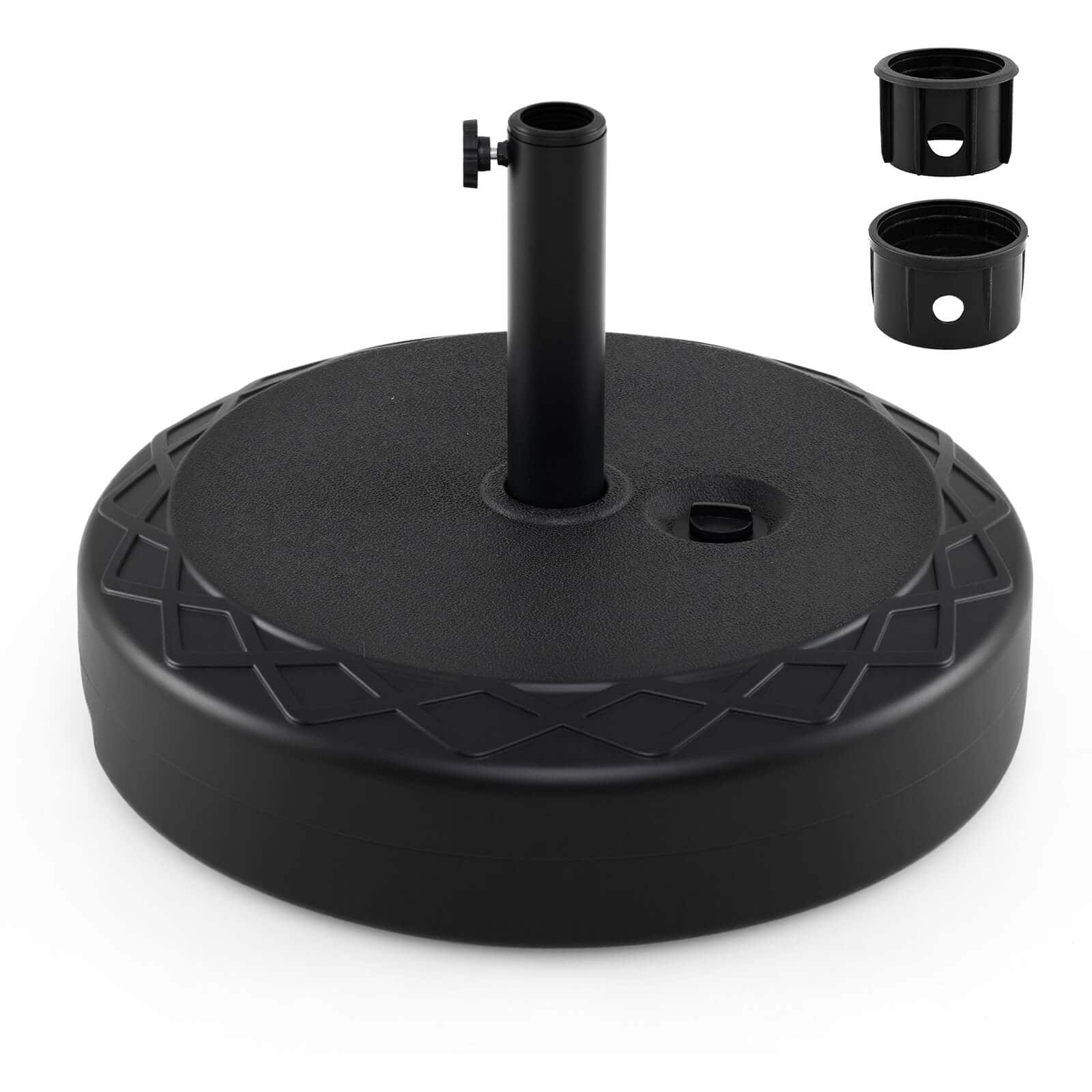 Costway - Fillable Umbrella Base 90 LBS Heavy Duty,Sand Filled Round Market Umbrella Stand - Black
