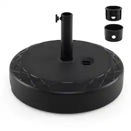 Costway - Fillable Umbrella Base 90 LBS Heavy Duty,Sand Filled Round Market Umbrella Stand - Black