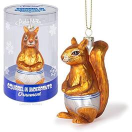 Accoutrements - Squirrel In Underpants Glass Holiday Ornament - Brown