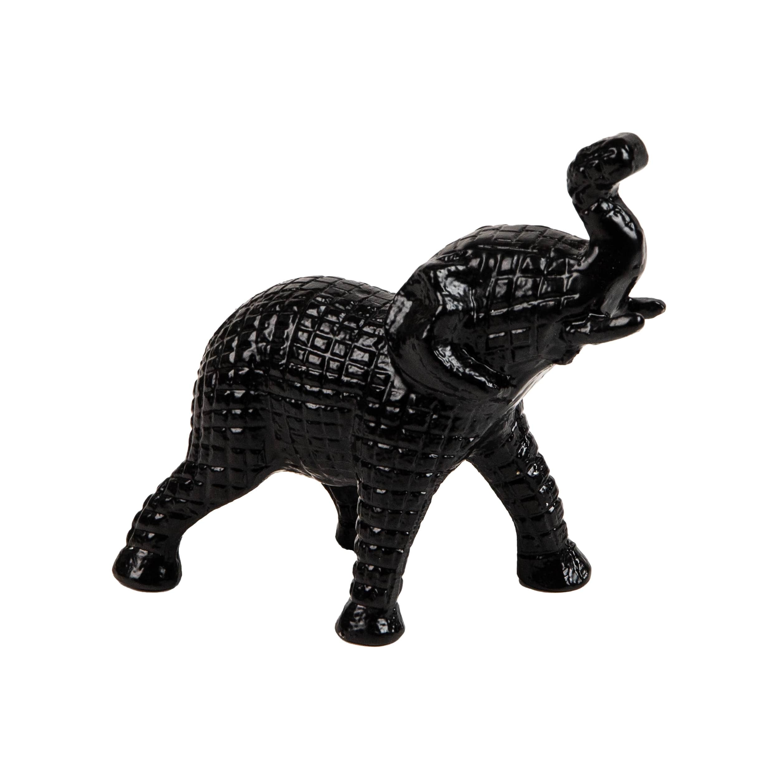 Mind Reader - Lucky Wealth Elephant Figurine, Decorative Sculpture, Cast Aluminum - Black