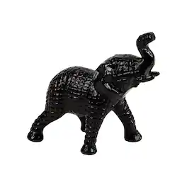 Mind Reader - Lucky Wealth Elephant Figurine, Decorative Sculpture, Cast Aluminum - Black