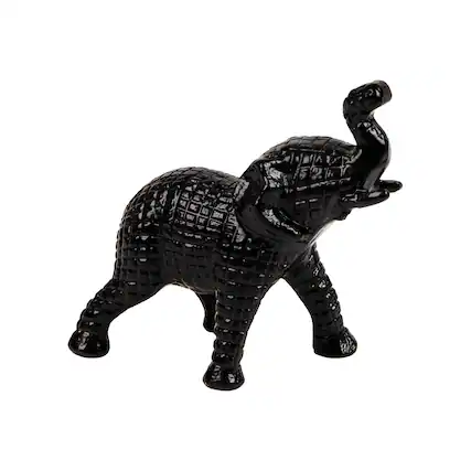 Front. Mind Reader - Lucky Wealth Elephant Figurine, Decorative Sculpture, Cast Aluminum - Black.