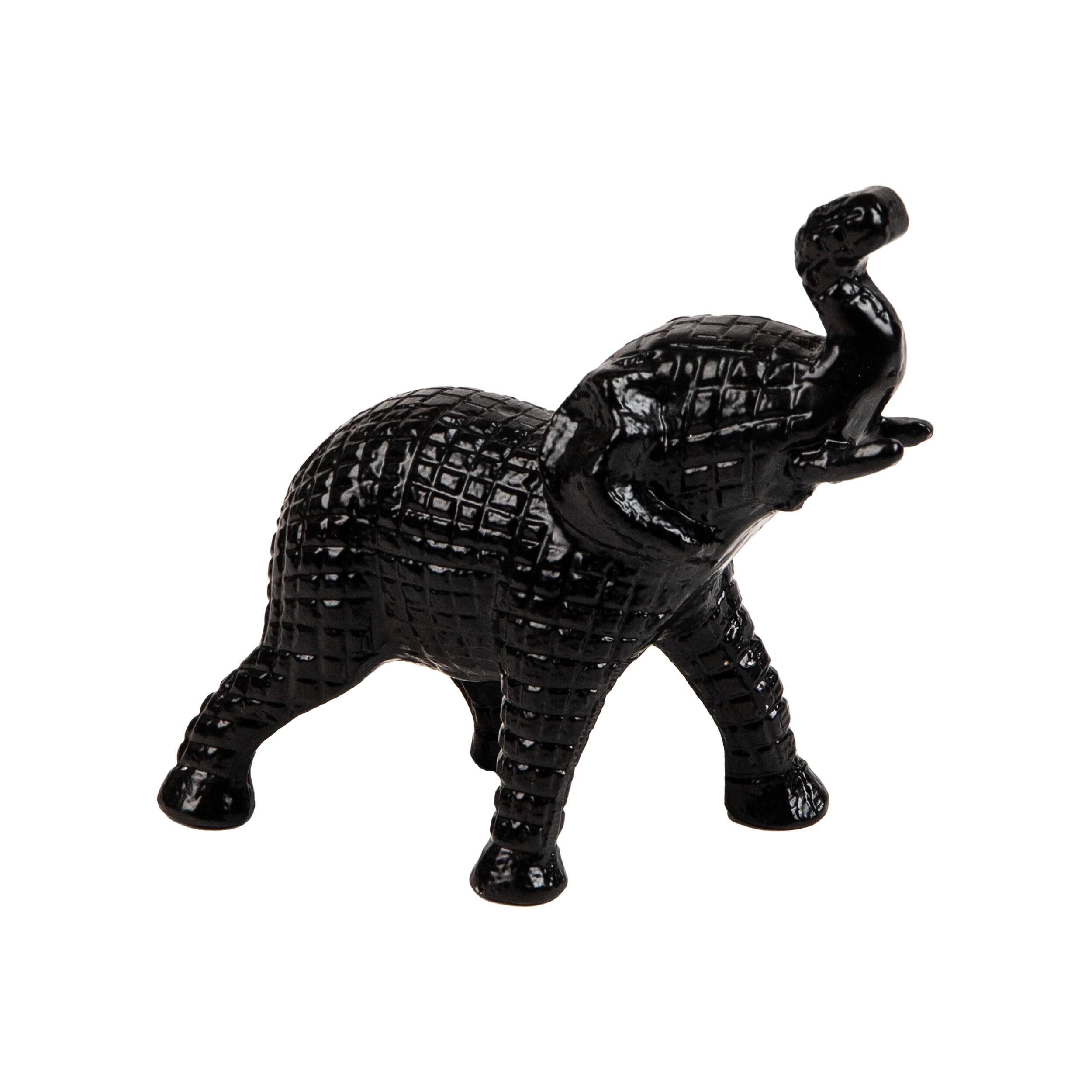 Mind Reader - Lucky Wealth Elephant Figurine, Decorative Sculpture, Cast Aluminum - Black