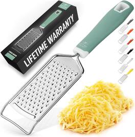 Zulay Kitchen - Professional Cheese Grater Stainless Steel - Durable Rust-Proof Metal Lemon Zester Grater With Handle - Mint