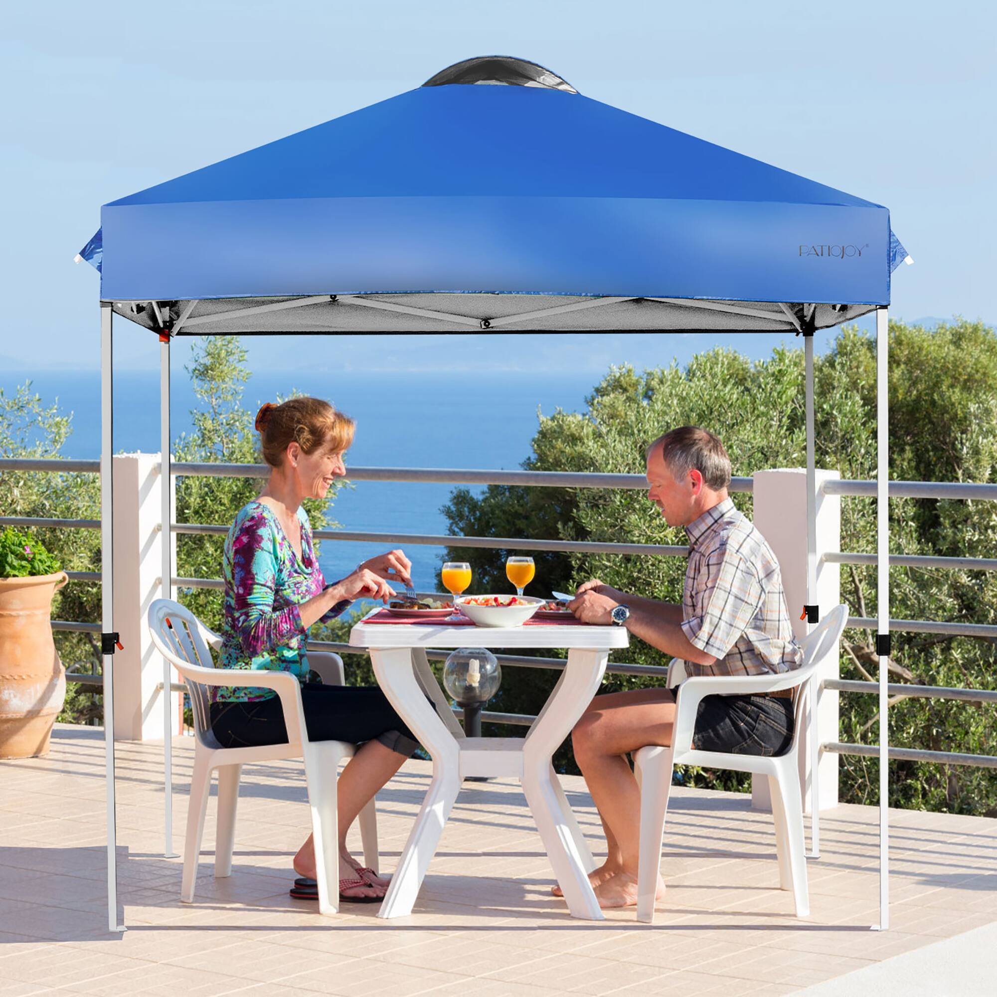 Alt View 1. Costway - Costway 6x6 FT Pop Up Canopy Tent Camping Sun Shelter W/ Roller Bag - Blue.