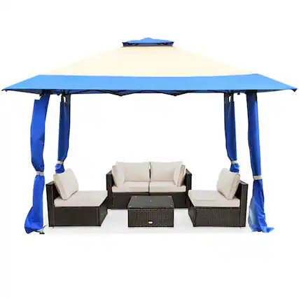 Front. Kadyn - 13ft x 13ft Blue Pop Up Outdoor Canopy, Waterproof.