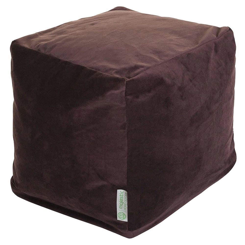 Majestic Home - Cube Pouf Faux Suede Dark - Brown