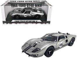 1966 Ford GT-40 MKII #F85 with Black Stripes 1/18 Diecast Model Car by ACME - Silver Metallic