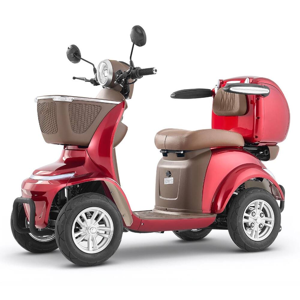 Alt View 7. Loheer - Loheer Heavy Duty 4-Wheel Mobility Scooter 500lbs Capacity All Terrain 1000W - Red.