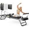 Front. FEIERDUN - Foldable Pilates Reformer, Pilates Machine & Equipment for Home use, Pilates Exercise Equipment with Jump Board - Black.