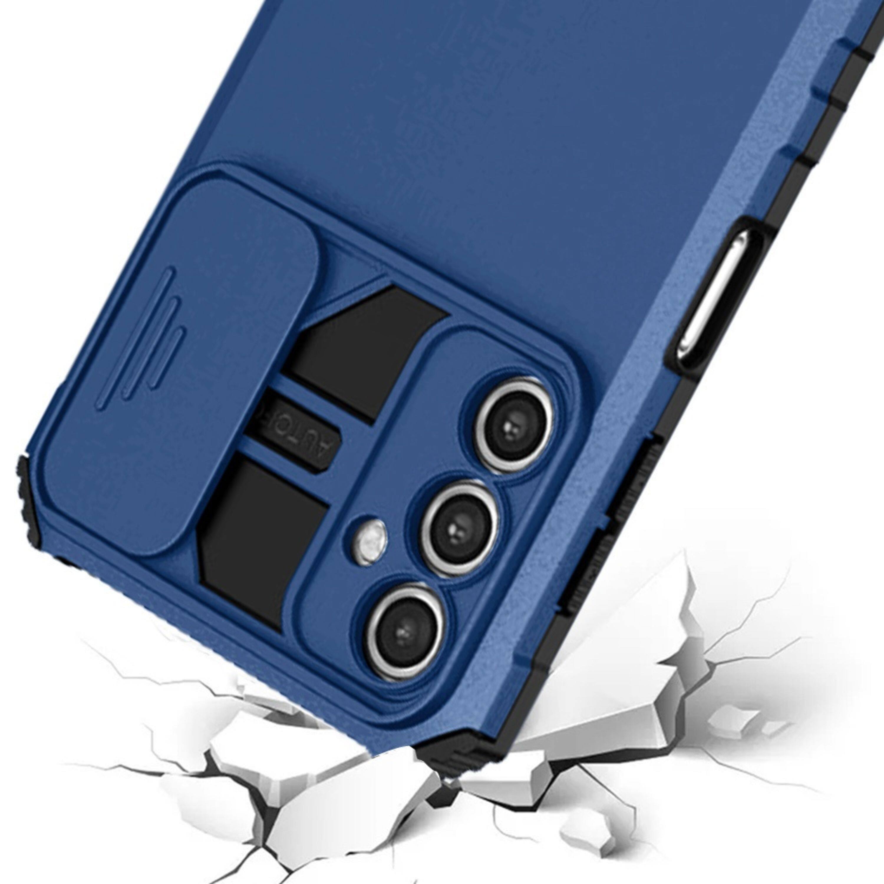 Left. Kitcheniva - Dual Layer Camera Protection Stand Plus Tempered Glass For Samsung S25 Plus/S24 Plus Blue - Blue.