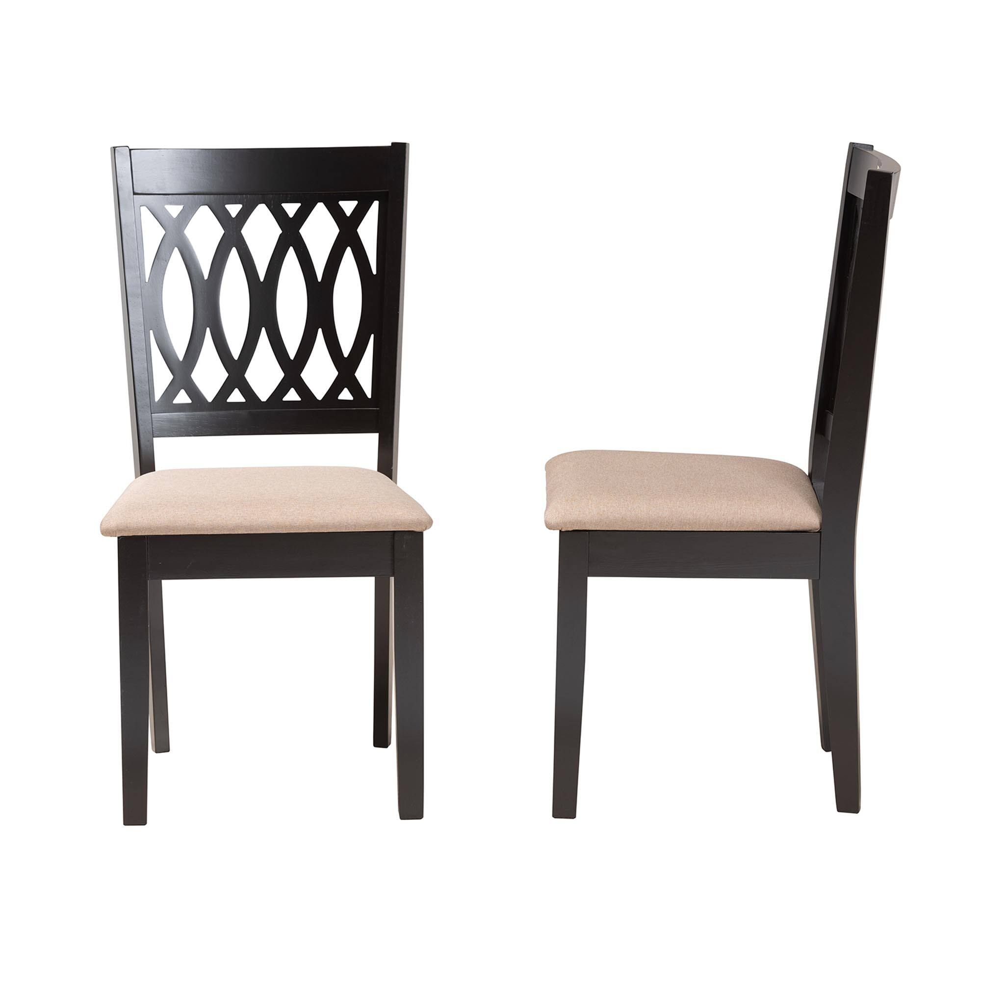 Left. Baxton Studio - Florencia Modern Fabric and Espresso Finished Wood 2-Piece Dining Chair Set - Beige/Espresso Brown.