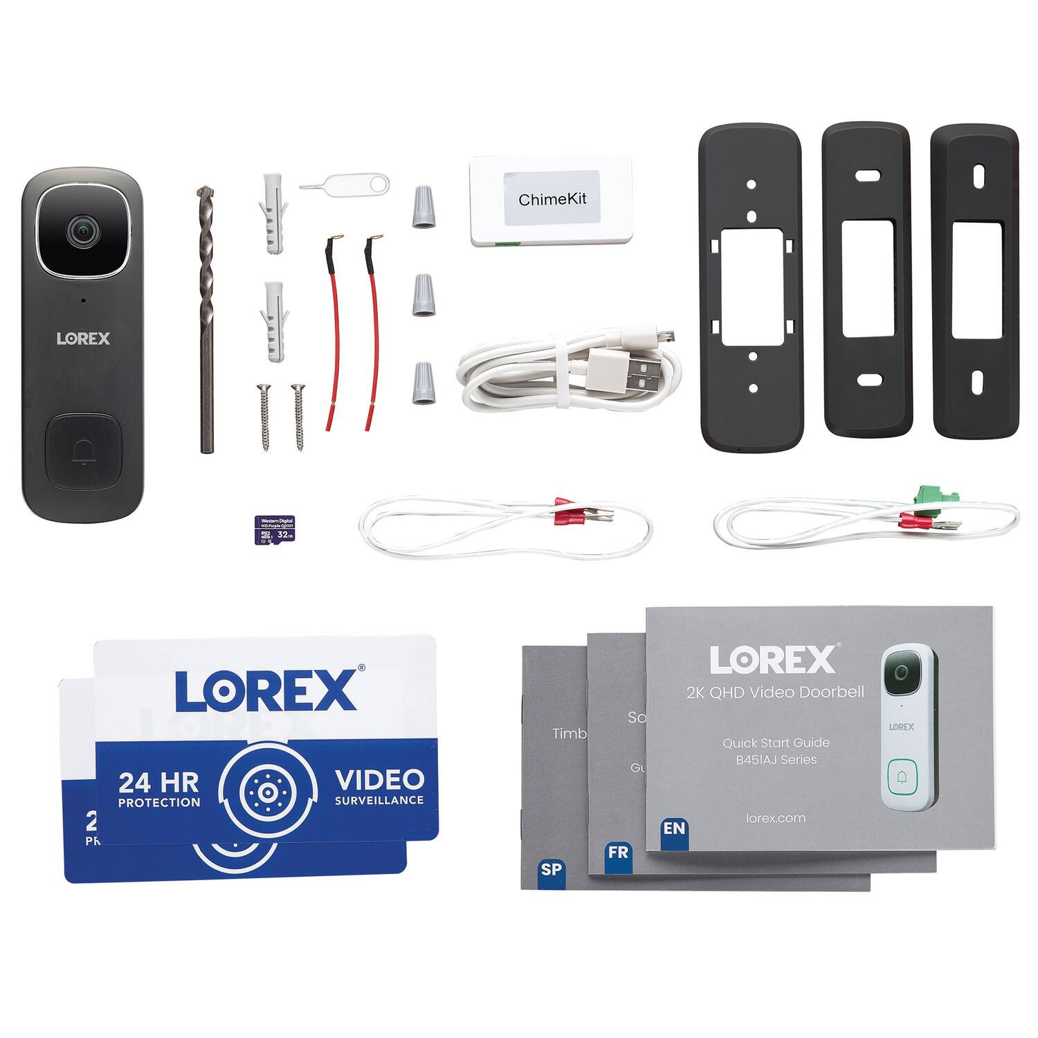 ChimeKit  
LOREX S 52-  
LOREX 24 HR VIDEO PROTECTION SURVEILLANCE  
2 PA  
Timb SP  
So  
L  
FR  
LOREX 2K QHD Video Doorbell  
LOREX Quick Start Guide  
B45IAJ Series  
lorex.com  
EN