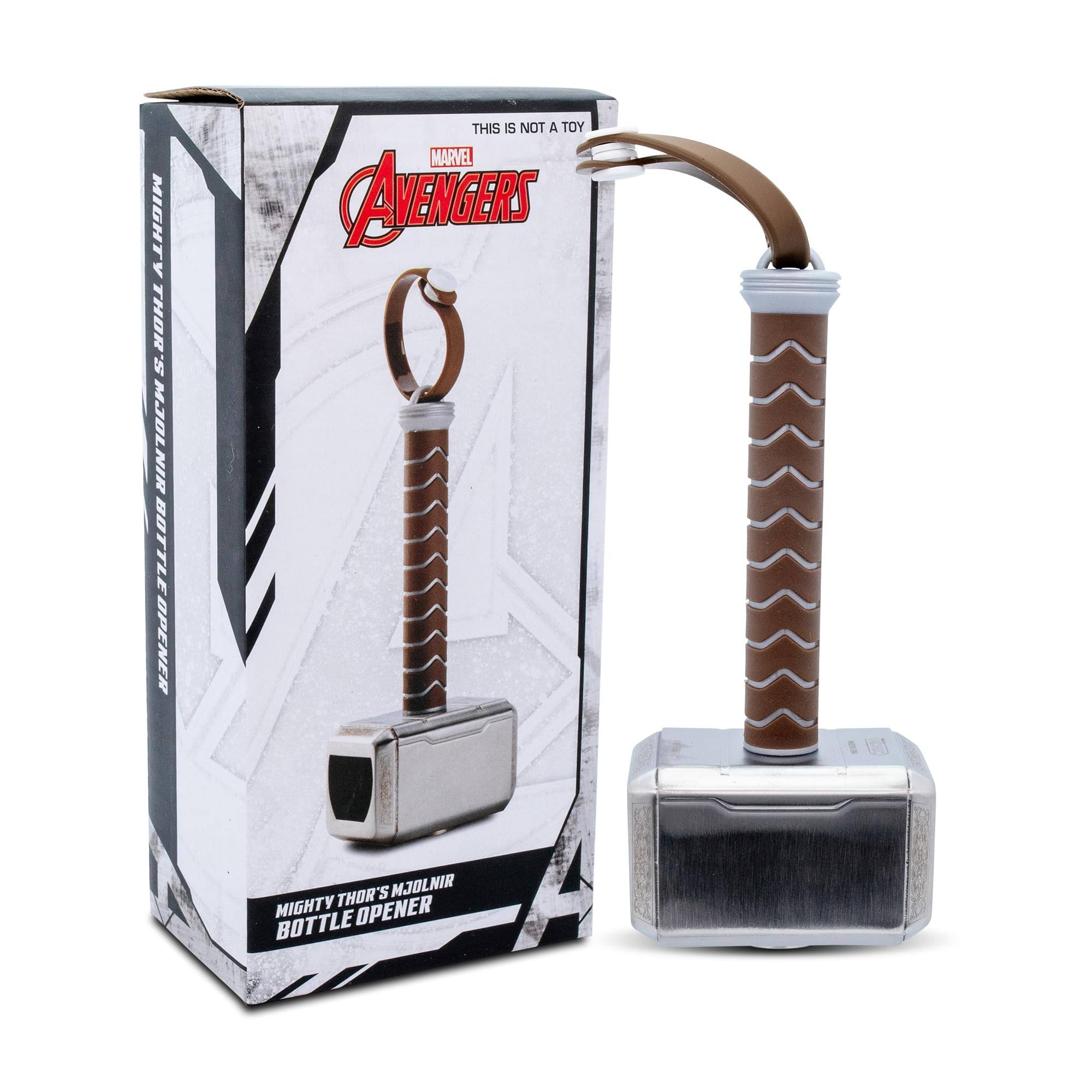 Mighty Thor's Mjolnir Bottle Opener  
This is not a toy  
Marvel Avengers  
Mighty Thor's Mjolnir Bottle Opener