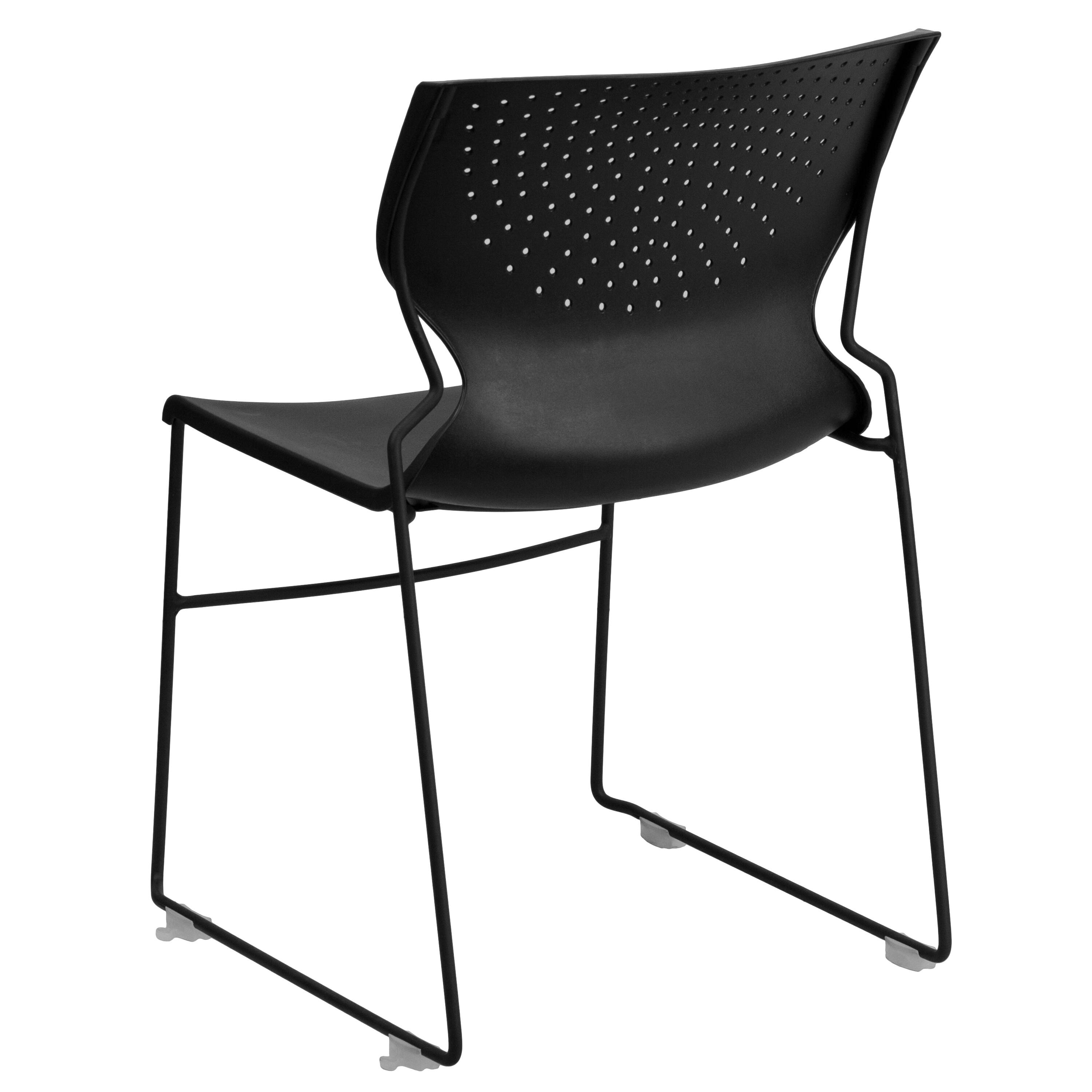 Alt View 5. Emma + Oliver - Home and Office Stack Chair with Lumbar Support and Metal Frame - Guest Chair - Black.