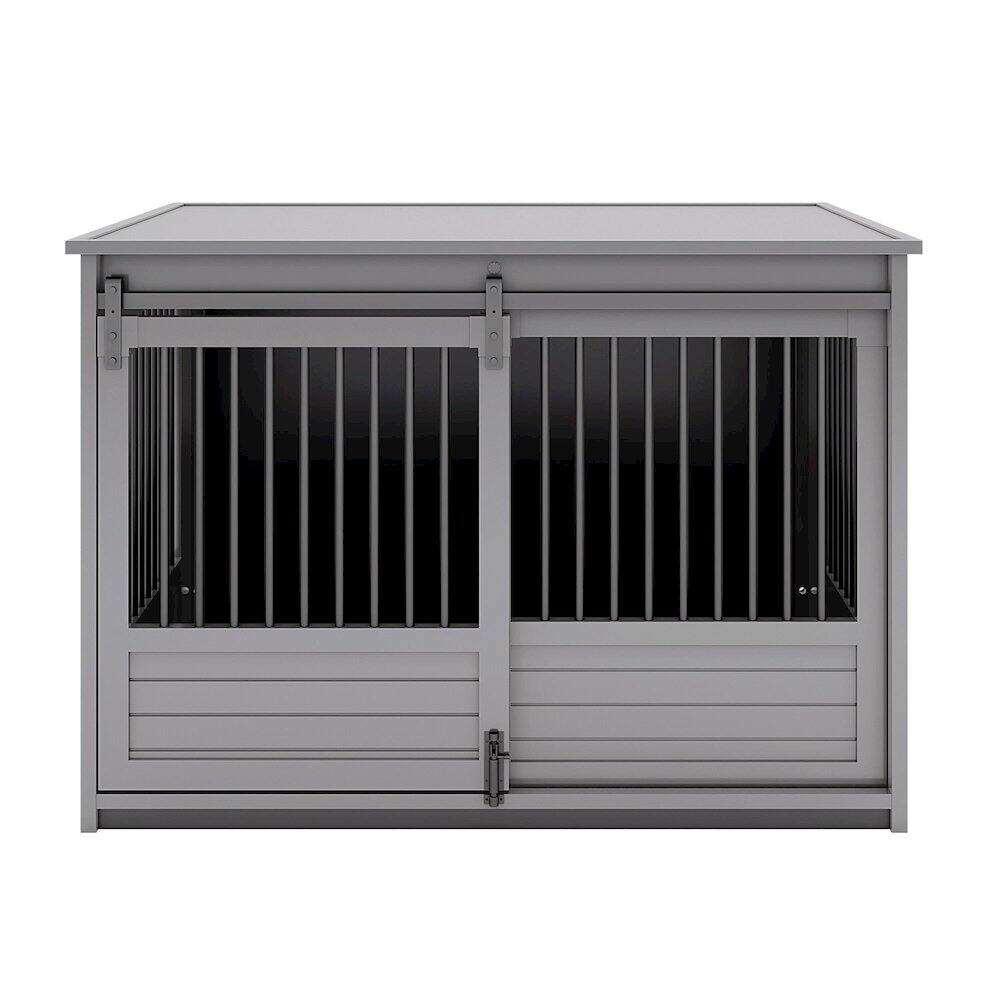 Back. New Age Pet - ECOFLEX Barn Door Dog Crate End Table - Gray X-Large.